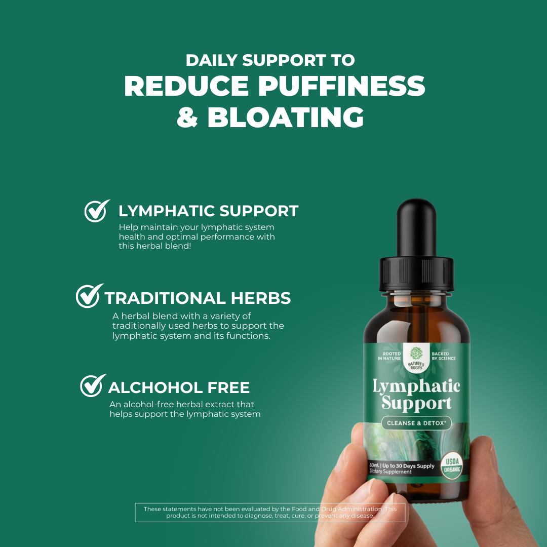 Nature's Roots Lymphatic Support Drops — Naturally Reduces Swelling, Puffiness, Bloating, and Heavy legs