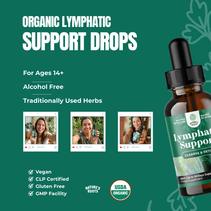 Nature's Roots Lymphatic Support Drops — Naturally Reduces Swelling, Puffiness, Bloating, and Heavy legs